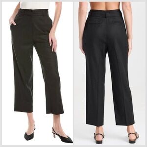 Favorite Daughter The Bea Pant Linen Blend Ankle Straight Trouser Black Size 6